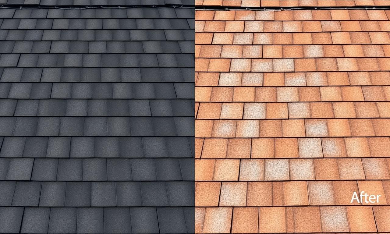 Roof Soft Washing before — Tile roof